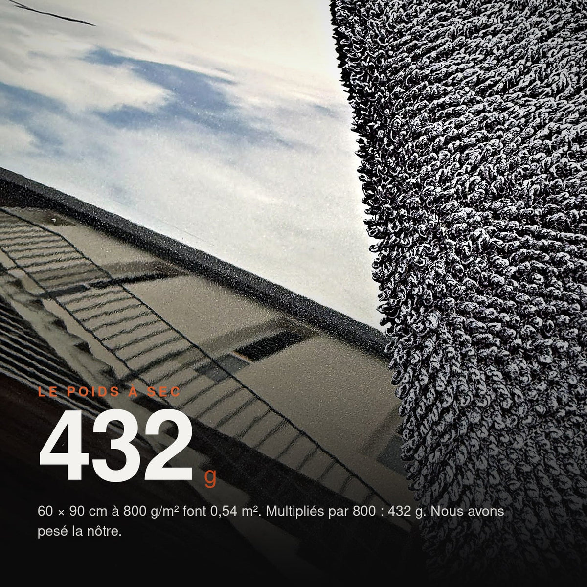 Macro des boucles twisted loop de la serviette MIRE — 432 g pesés à sec