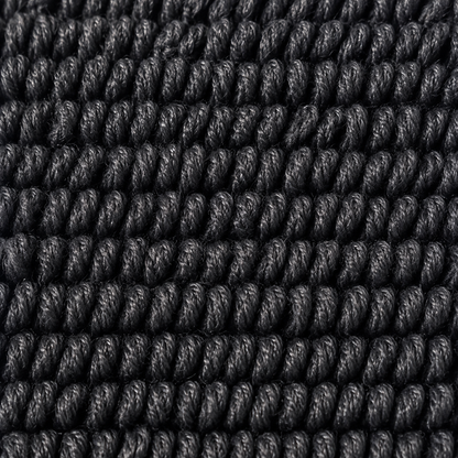 Macro du tissage twisted loop MIRE : boucles fines torsadées, serrées et régulières