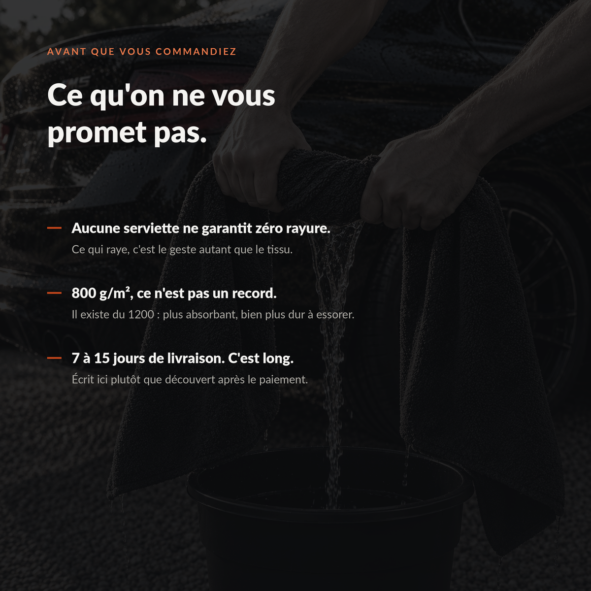 Ce que MIRE ne promet pas : aucune garantie zéro rayure, un grammage qui n'est pas un record, 7 à 15 jours de livraison